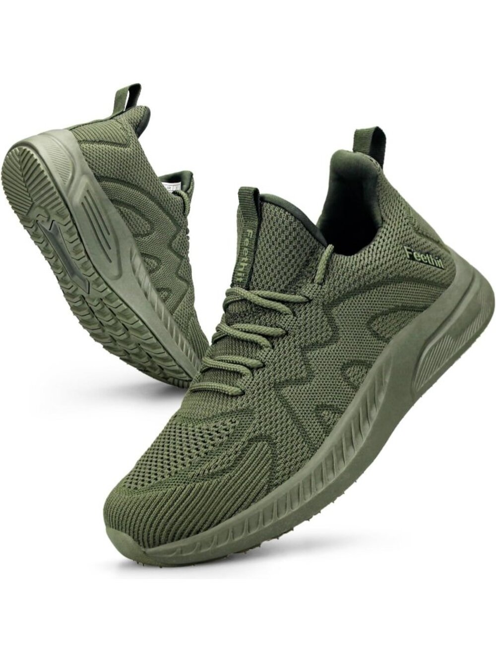 Women's Army Green Mesh Lightweight Slip on Sneakers for Travel Athletic Shoes